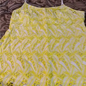 Yellow Lace Overlay Blouse